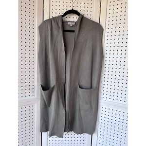 Evolution by Cyrus Women's‎ Small Green Hooded Sweater Vest Longline Rayon Nylon